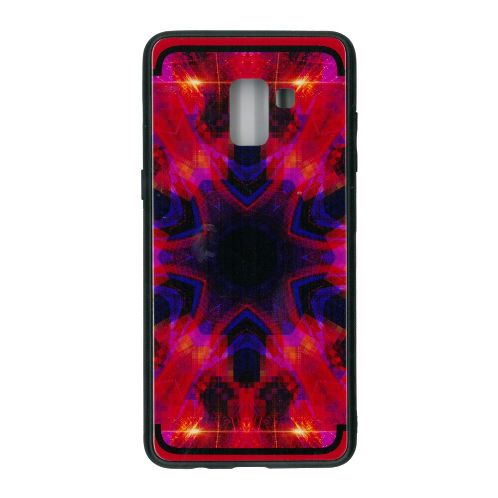 Husa de protectie cu spate de sticla EuroCELL pentru Samsung Galaxy A8 Plus 2018 , print abstract multicolor