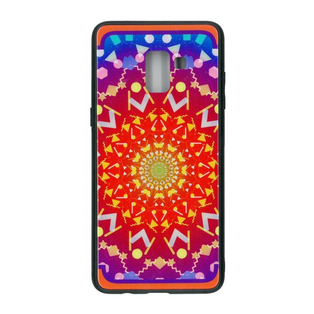Husa de protectie cu spate de sticla EuroCELL pentru Samsung Galaxy A8 Plus 2018 , print abstract multicolor