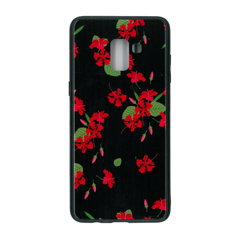 Husa de protectie cu spate de sticla EuroCELL pentru Samsung Galaxy A8 Plus 2018 , print floral multicolor