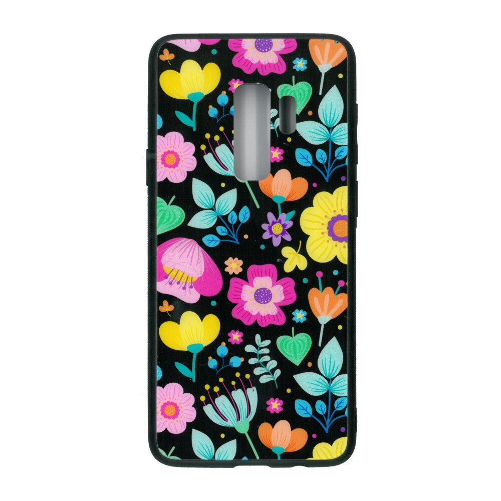 Husa de protectie cu spate de sticla EuroCELL pentru Samsung Galaxy S9 Plus , print floral multicolor