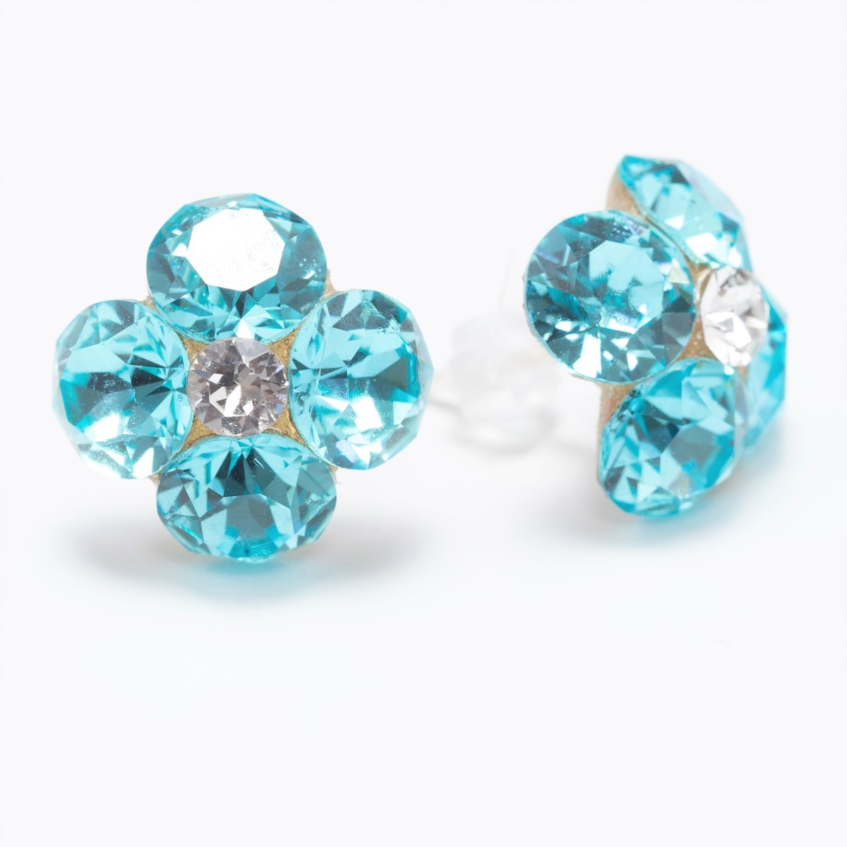 Cercei Argint DaviCrystals cu cristale trifoi cu patrufoi mare cu tija light turquoise