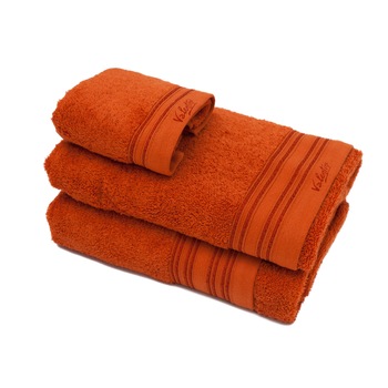 Set de 3 prosoape baie Valentini Bianco TM703 , culoare Caramiziu Set de 3 prosoape baie Valentini Bianco TM703 , culoare Caramiziu
