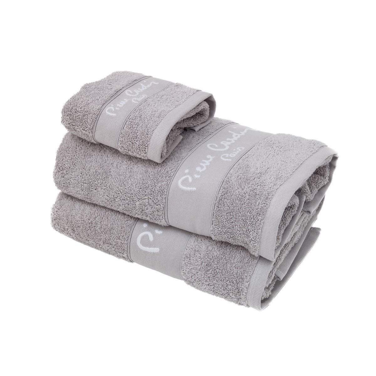 Set de 3 prosoape baie Pierre Cardin, culoare Gri deschis