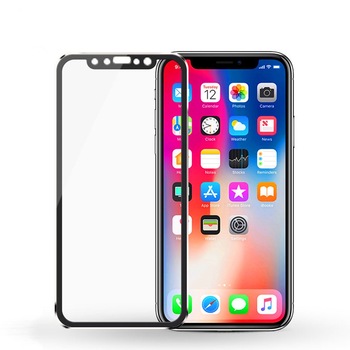 Set 2 folii de sticla 3D securizata cu rama metalica MyStyle Black pentru Apple iPhone X ,protectie completa ,margini curbate Set 2 folii de sticla 3D securizata cu rama metalica MyStyle Black pentru Apple iPhone X ,protectie completa ,margini curbate
