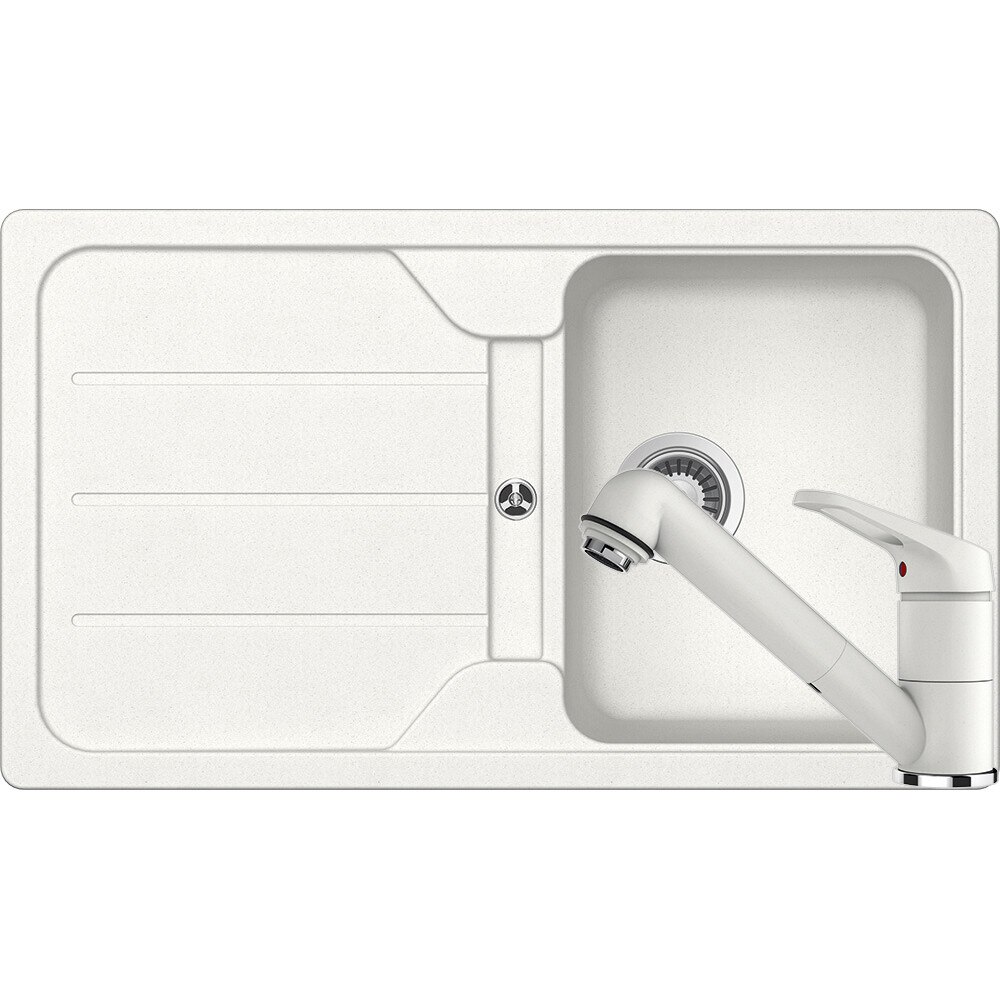 Kit chiuveta Schock Formhaus D-100 860 x 500 mm si baterie Schock Cosmo cu Dus Extractibil Alpina Cristalite