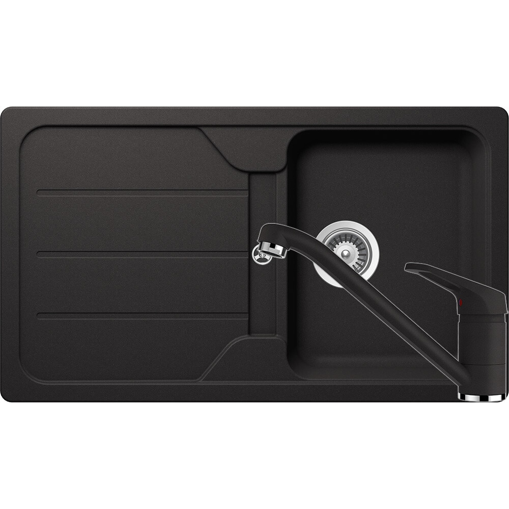 Kit chiuveta Schock Formhaus D-100 860 x 500 mm si baterie Schock Cosmo Nero Cristalite