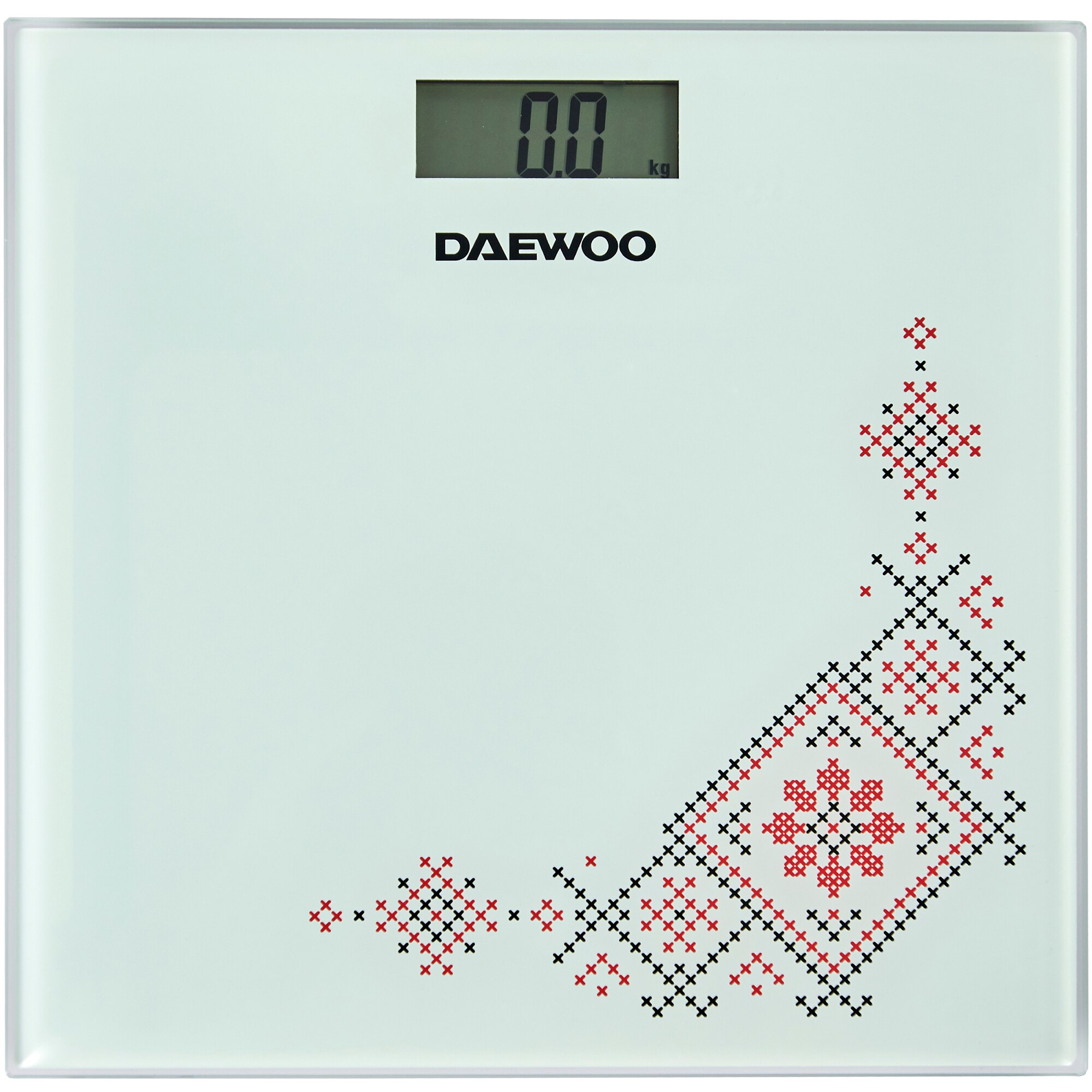 Cantar electronic de persoane Daewoo, sticla securizata 6 mm, 150 kg, 100 g, auto zero, auto oprire, Alb/Abstract