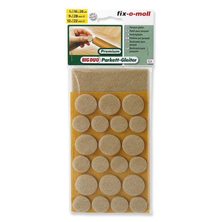 ABRABORO® FIX-O-MOLL öntapadó csúsztatófilc készlet, natúr, 22 db
