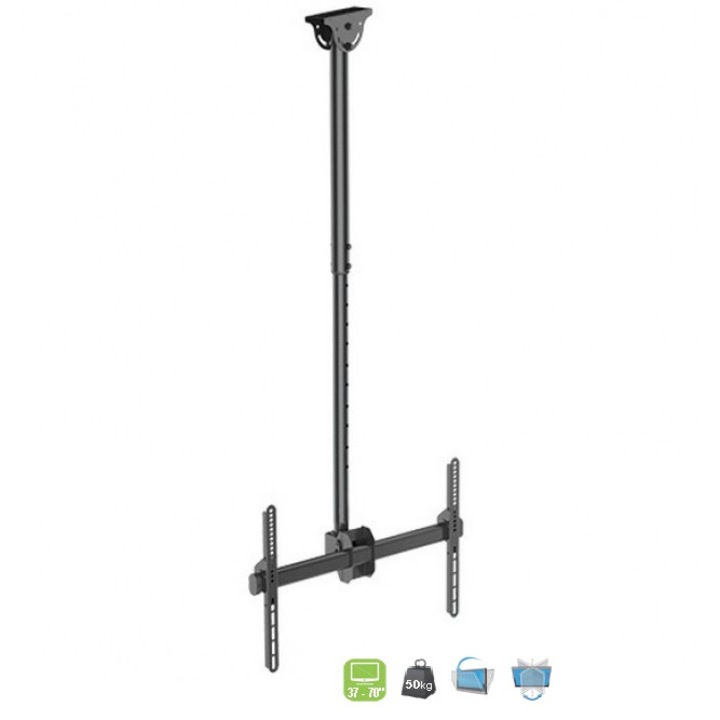 Стенна стойка за телевизор/LCD/LED, Techly, 37 - 70 инча, 50 кг, Черен