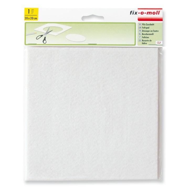 ABRABORO® FIX-O-MOLL öntapadó csúsztatófilc, fehér, 200x200 mm