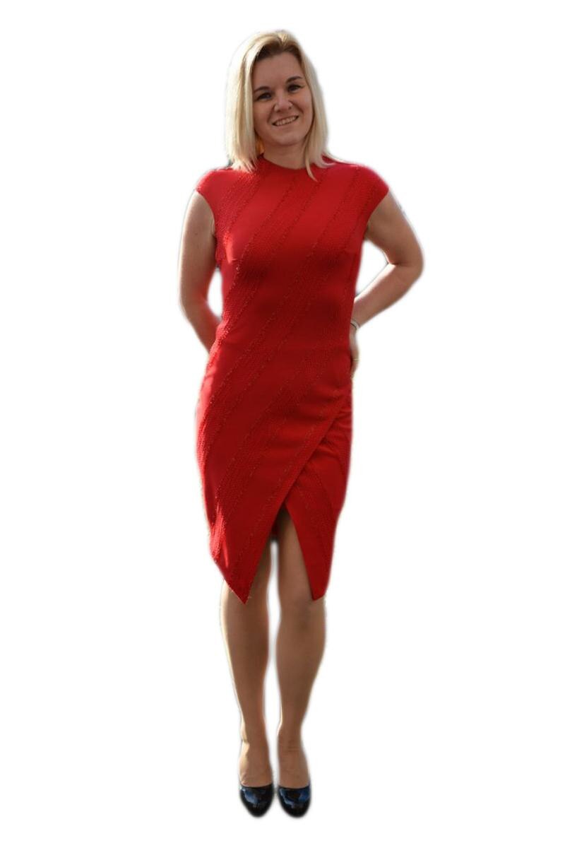 Rochie feminina, croiala cambrata pe silueta,D&J Exclusive, Rosu