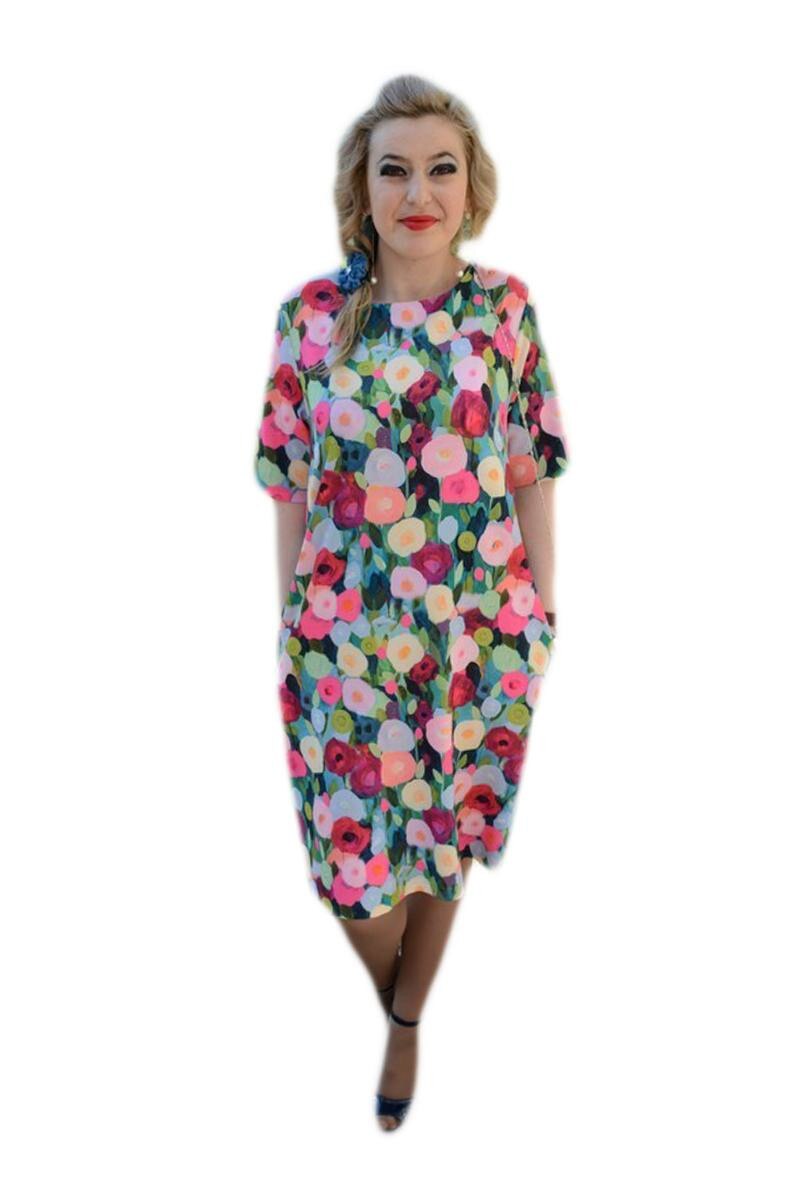 Rochie tinereasca cu buzunare, D&J Exclusive, Multicolor, Multicolor