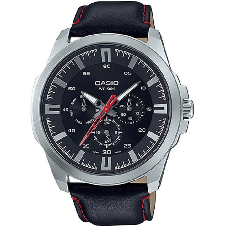 Mъжки часовник Casio с кожена каишка MTP-SW310L-1A