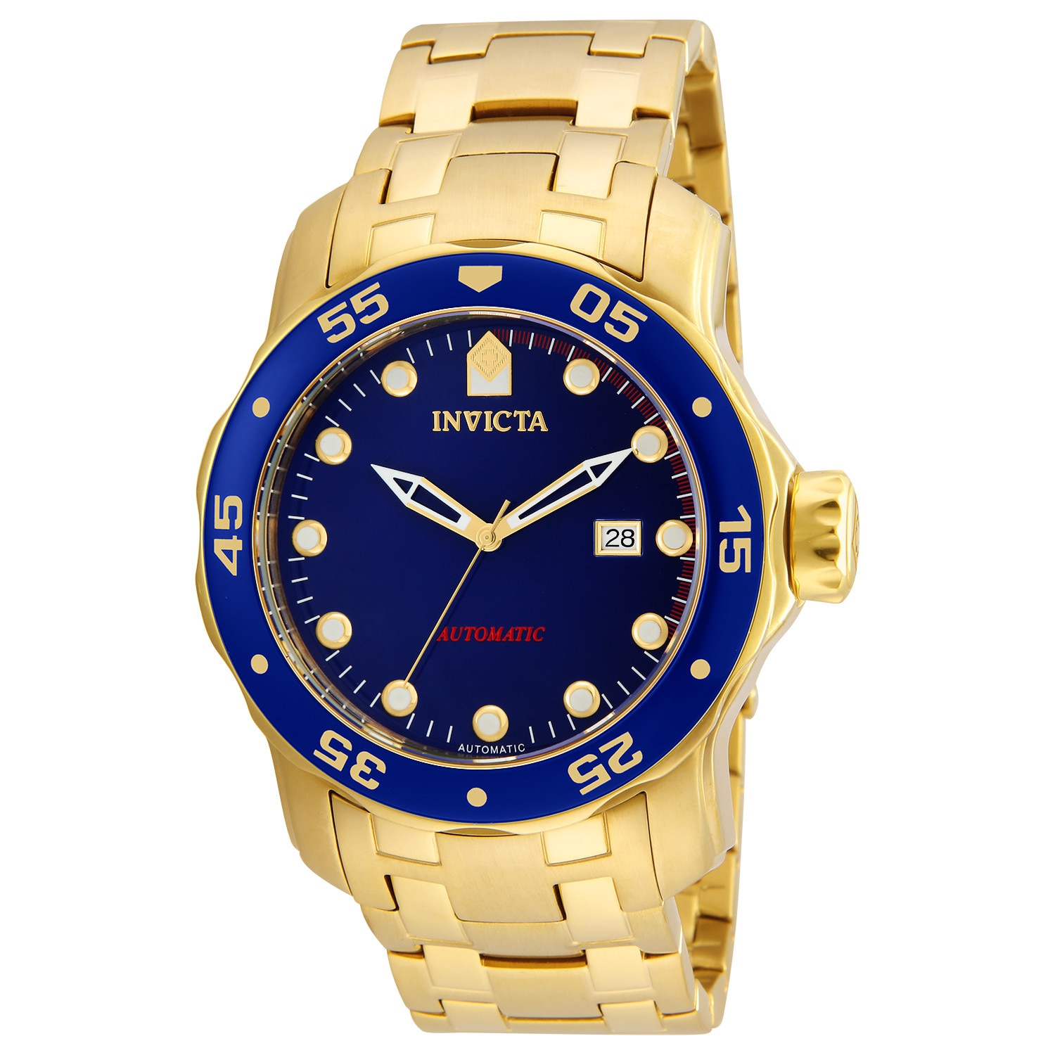 Ceas barbatesc INVICTA Pro Diver 23633, Automatic, otel, auriu, 100m