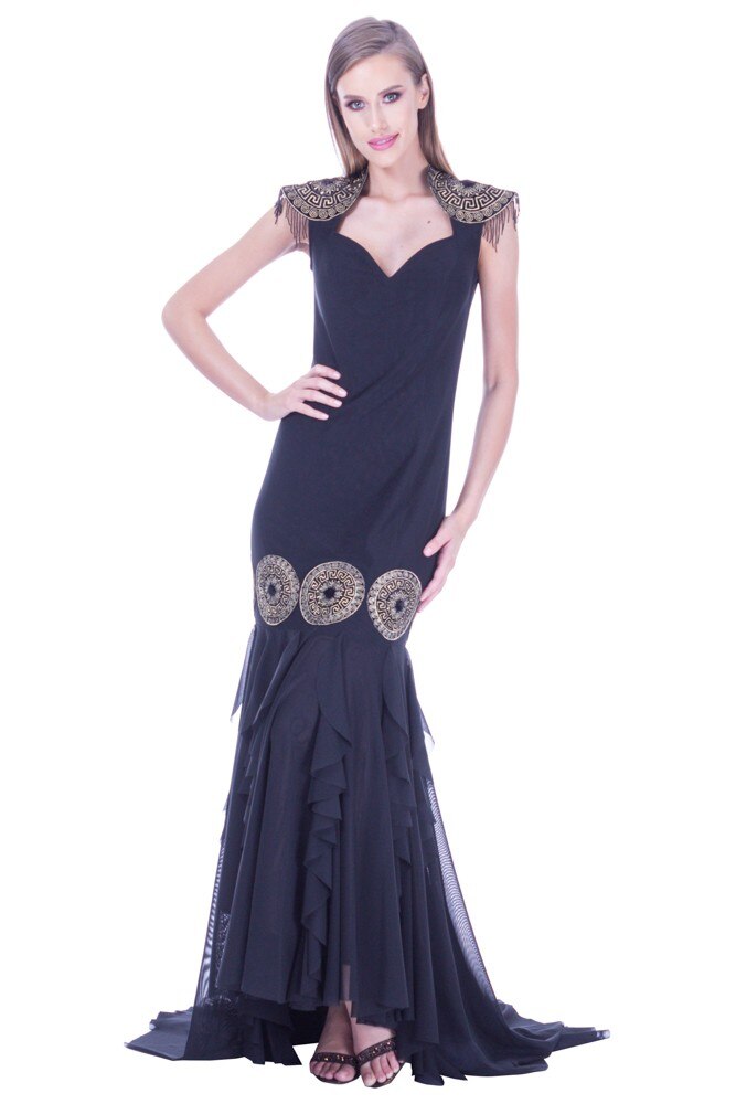 Rochie tul negru cu broderie Liza Panait I-108E