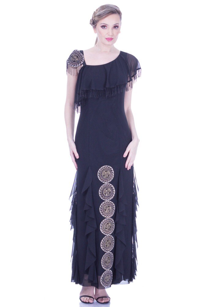 Rochie tul negru cu broderie Liza Panait I-109E