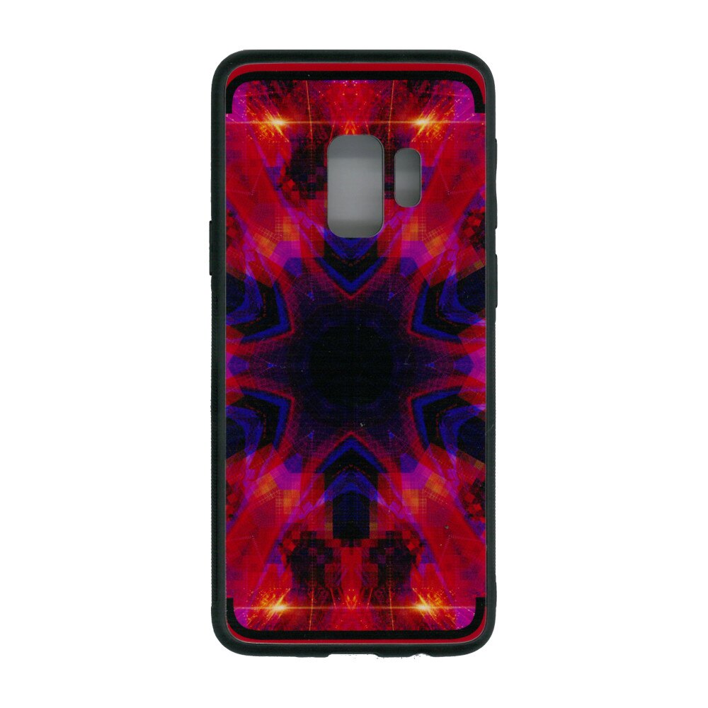 Husa de protectie cu spate de sticla EuroCELL pentru Samsung Galaxy S9, print abstract multicolor