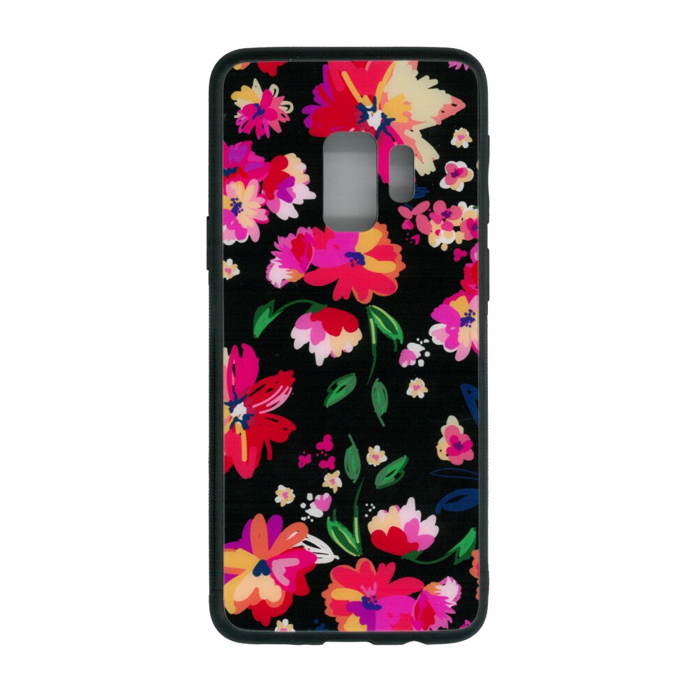 Husa de protectie cu spate de sticla EuroCELL pentru Samsung Galaxy S9, print floral multicolor