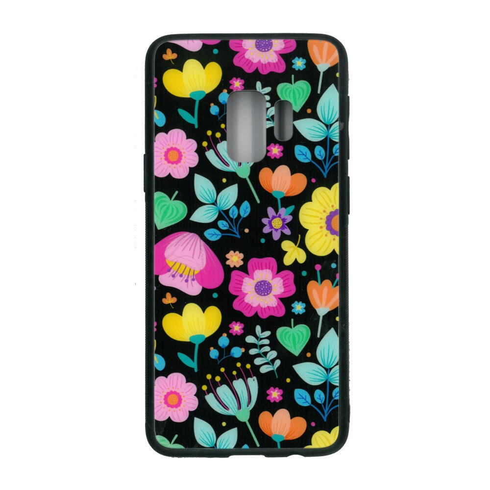 Husa de protectie cu spate de sticla EuroCELL pentru Samsung Galaxy S9, print floral multicolor