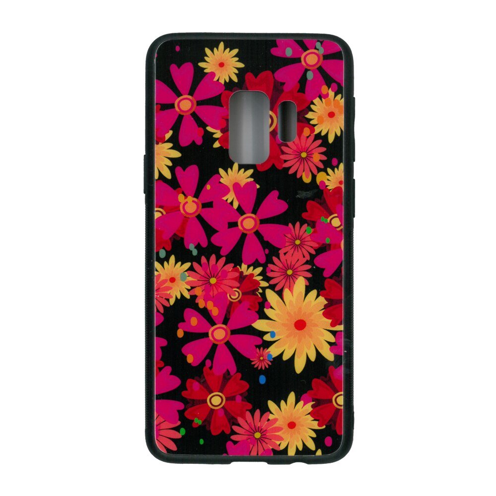 Husa de protectie cu spate de sticla EuroCELL pentru Samsung Galaxy S9, print floral multicolor