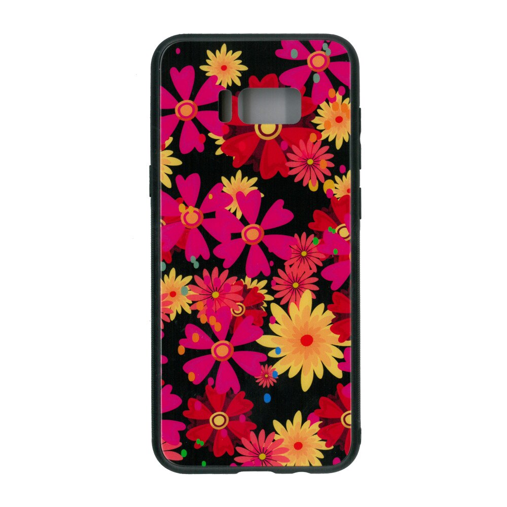 Husa de protectie cu spate de sticla EuroCELL pentru Samsung Galaxy S8 Plus, print floral multicolor