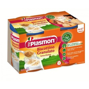 Biscuiti granulati pentru biberon Plasmon, fara gluten, de la 4 luni, 2x374 g Biscuiti granulati pentru biberon Plasmon, fara gluten, de la 4 luni, 2x374 g