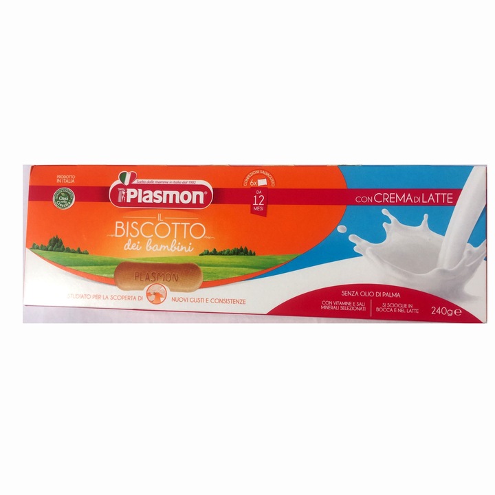 Biscuiti Plasmon cu crema de lapte, 240 g, de la un an