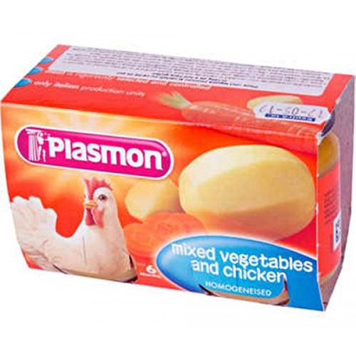 Piure Plasmon, legume cu pui, fara gluten, de la 6 luni, 2x120g