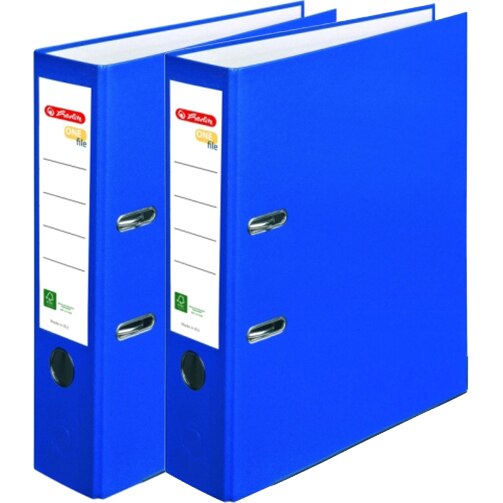 Biblioraft A4 Herlitz, FSC One File, PVC, latime 8 cm, Albastru (set/ 2 bucati)