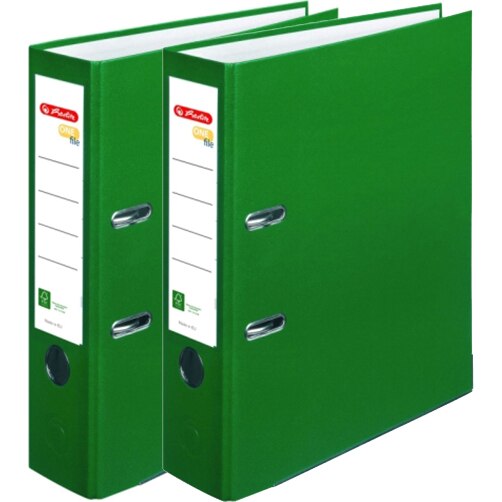 Biblioraft A4 Herlitz, FSC One File, PVC, latime 8 cm, Verde (set/ 2 bucati)