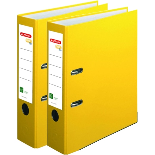 Biblioraft A4 Herlitz, FSC One File, PVC, latime 8 cm, Galben (set/ 2 bucati)