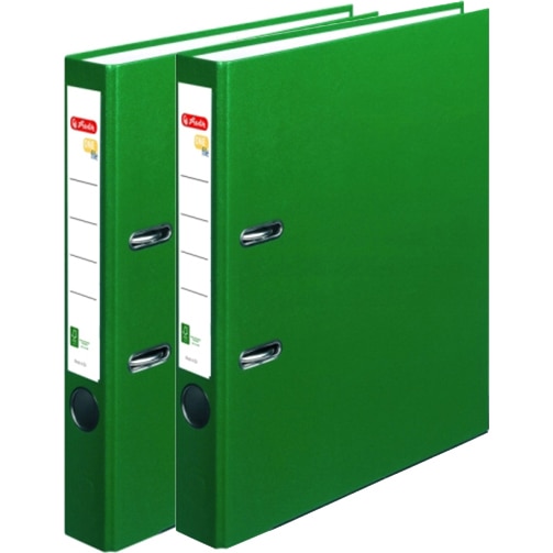 Biblioraft A4 Herlitz, FSC One File, PVC, latime 5 cm, Verde (set/ 2 bucati)
