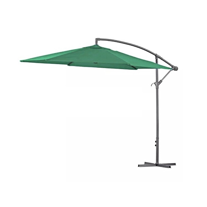 Umbrela, Copertina Parasolar, Verde, Rotunda Exterior Suspendata, Camping Terasa Gradina, Design Moderna, Relaxare, Brat Lateral Lalea, 3 Metri
