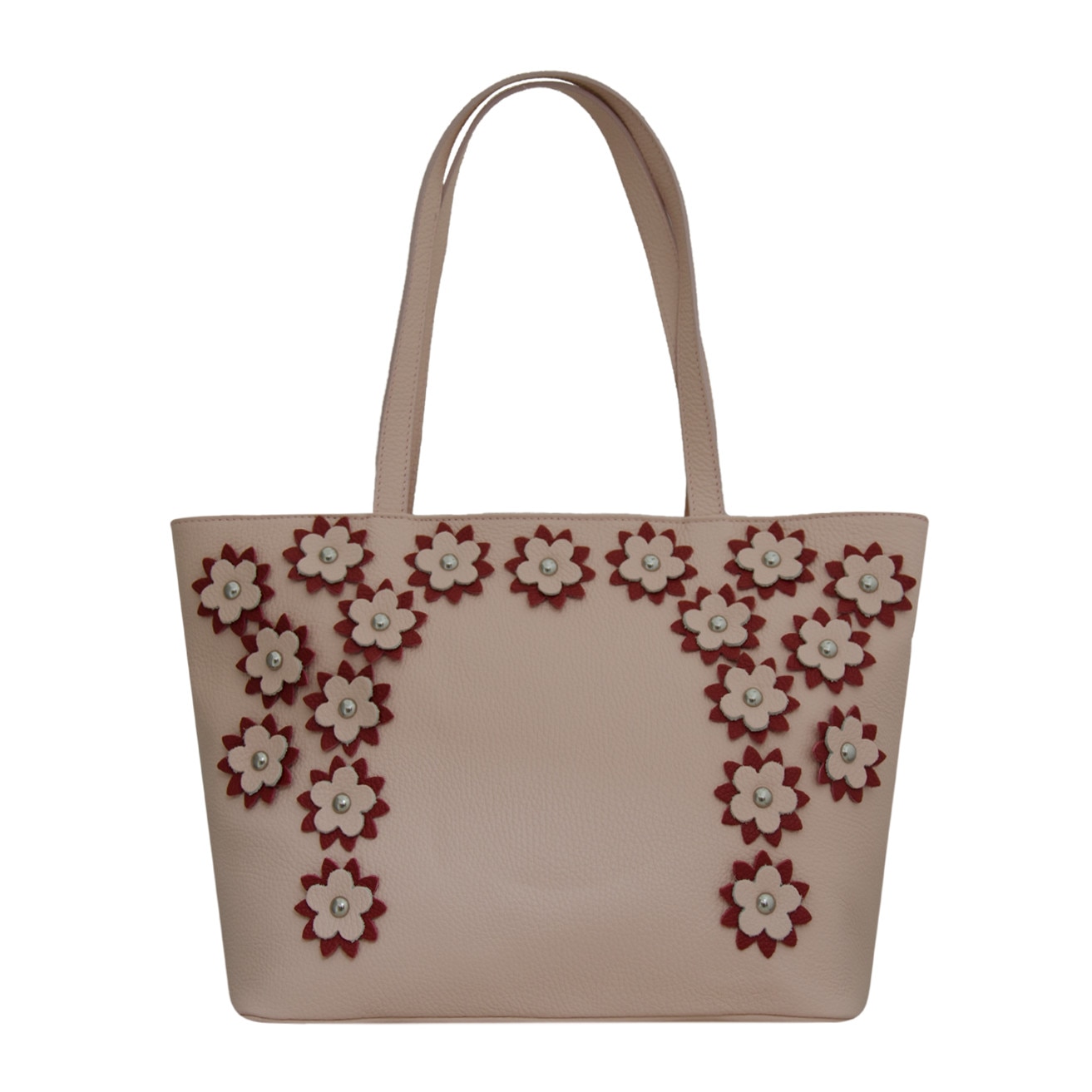 Geanta de dama din piele naturala, Ailin roz/rosu