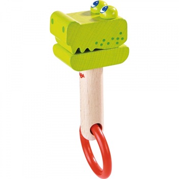 Jucarie zornaitoare din lemn, Haba, Crocodilul guraliv, 2ani+ Jucarie zornaitoare din lemn, Haba, Crocodilul guraliv, 2ani+