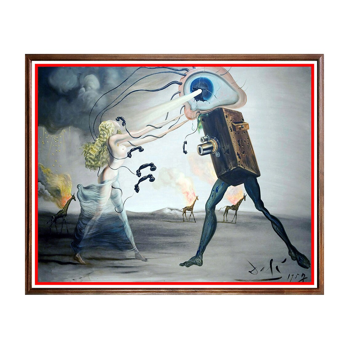 Tablou Poster, Arta Sec. XX, Dali - Burning Giraffes and Telephones - ASD-022, 40 x 50 cm