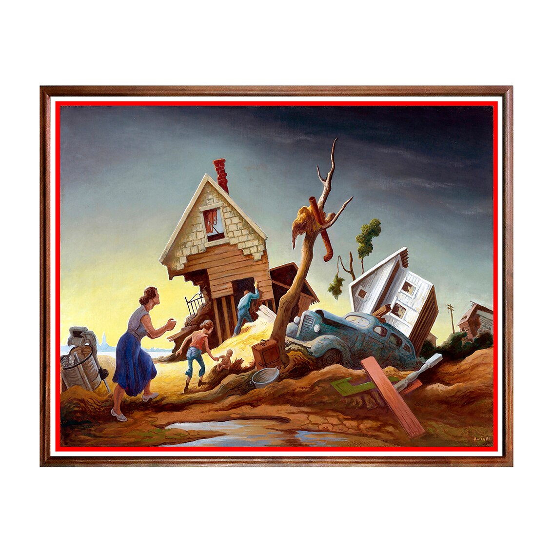 Tablou Poster, Arta Sec. XX, Thomas Hart Benton - Flood Disaster - ASD-216, 40 x 50 cm
