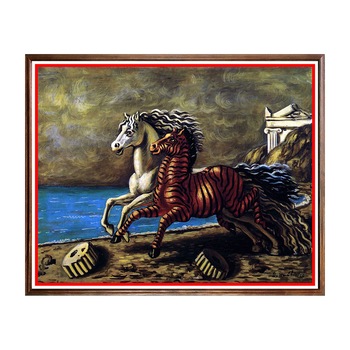 Tablou Poster, Arta Sec. XX, Giorgio de Chirico - Cavallo e Zebra - ASD-124, 40 x 50 cm Tablou Poster, Arta Sec. XX, Giorgio de Chirico - Cavallo e Zebra - ASD-124, 40 x 50 cm