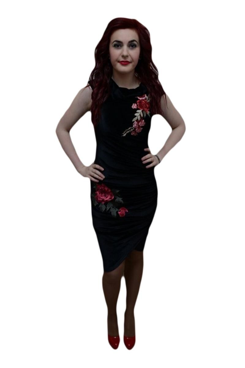 Rochie de ocazie, design din catifea fina ,D&J Exclusive, Negru