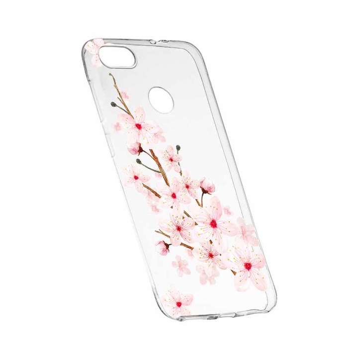 Силиконов калъф, прозрачен, тънък, пролетно цвете, HTC Desire 12 Plus