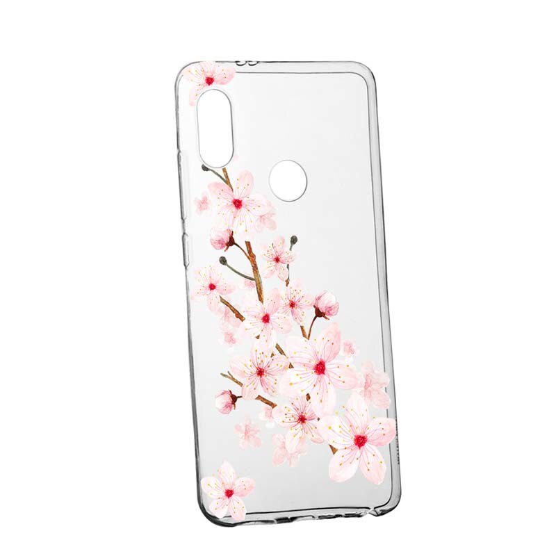 Husa Silicon, Transparent, Slim, Spring Flower, Xiaomi Mi 8