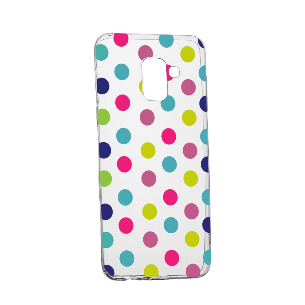 Husa Silicon, Transparent, Slim, Dots Color, Samsung J6 2018