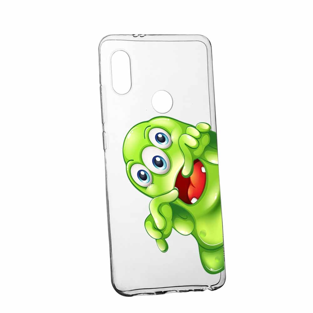Husa Silicon, Transparent, Slim, Green Monster, Xiaomi Mi 8