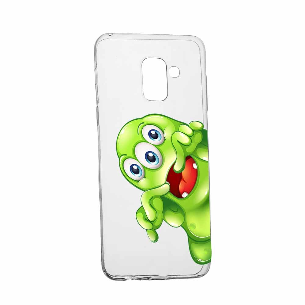 Husa Silicon, Transparent, Slim, Green Monster, Samsung J6 2018