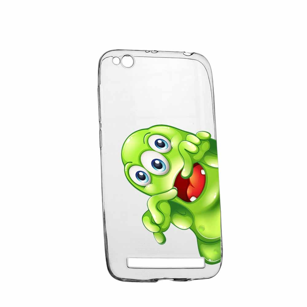 Husa Silicon, Transparent, Slim, Green Monster, Xiaomi Redmi 4A