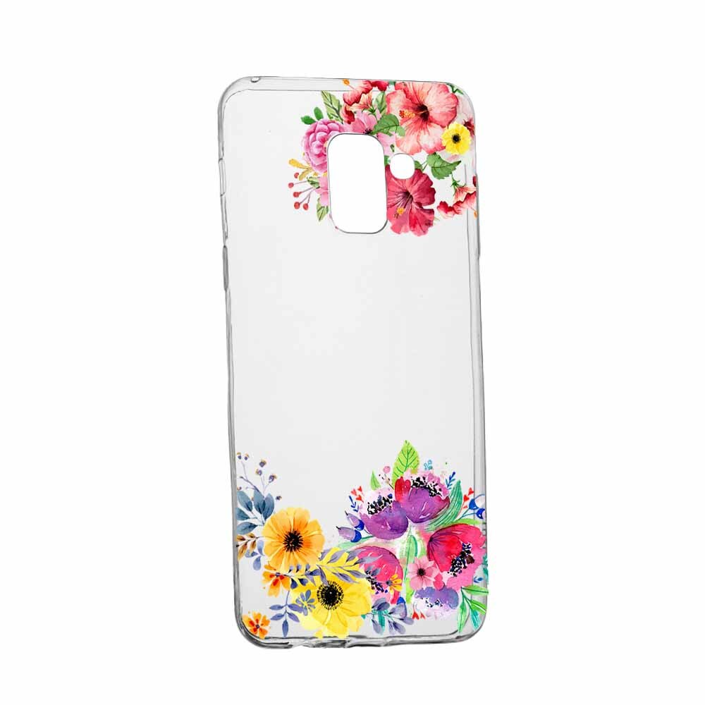 Husa Silicon, Transparent, Slim, Flower, Samsung J6 2018
