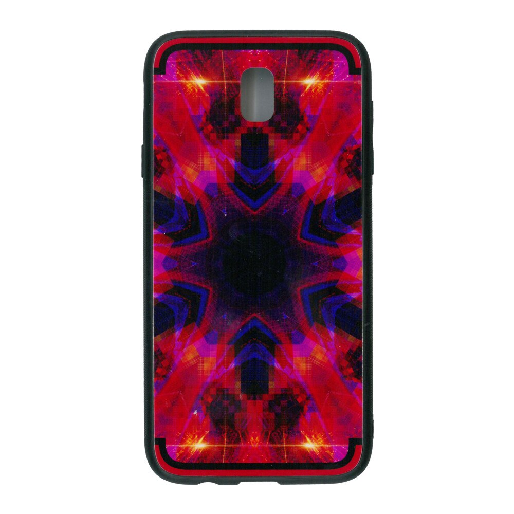 Husa de protectie cu spate de sticla EuroCELL pentru Samsung Galaxy J7 2017, print abstarct multicolor