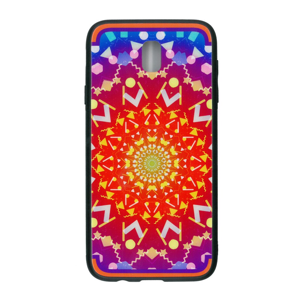 Husa de protectie cu spate de sticla EuroCELL pentru Samsung Galaxy J7 2017, print abstarct multicolor