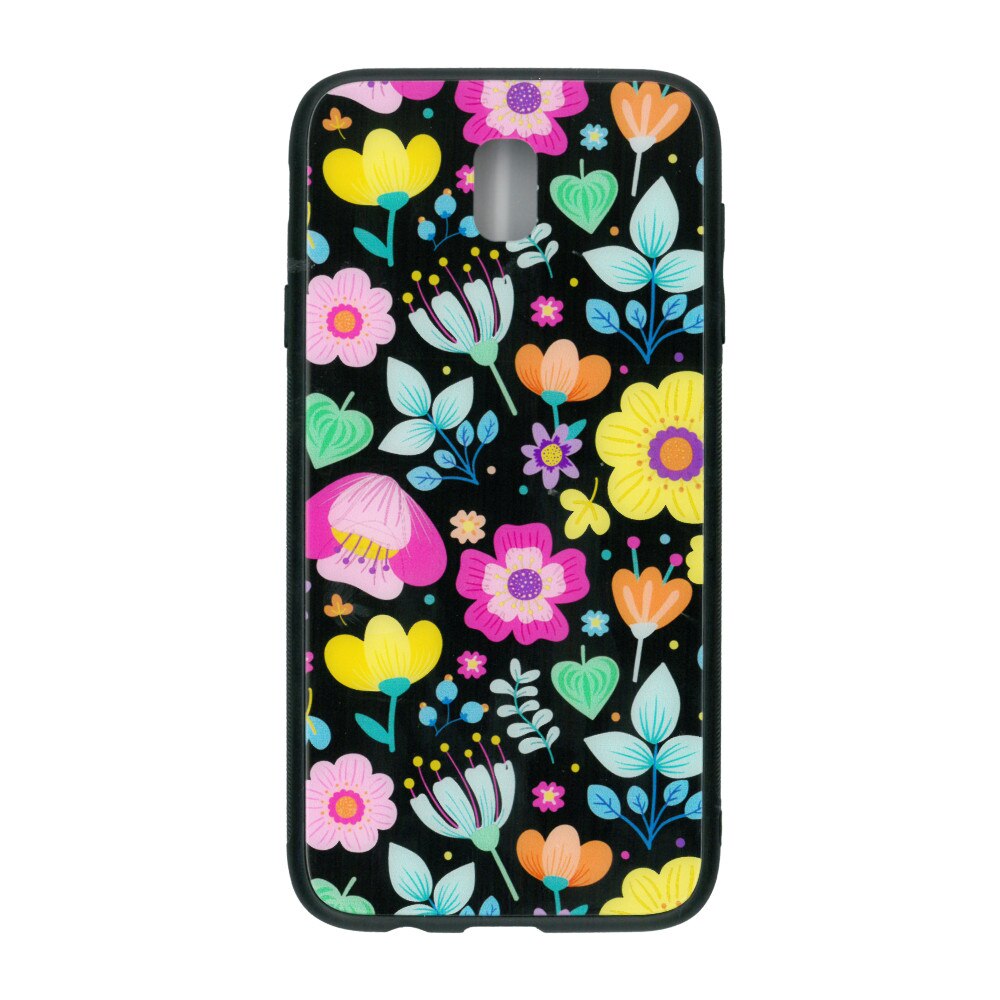 Husa de protectie cu spate de sticla EuroCELL pentru Samsung Galaxy J7 2017, print floral multicolor