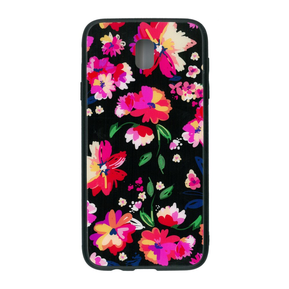 Husa de protectie cu spate de sticla EuroCELL pentru Samsung Galaxy J7 2017, print floral multicolor